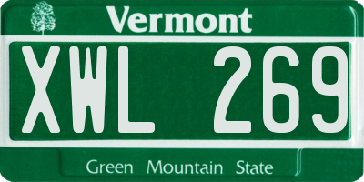 VT license plate XWL269