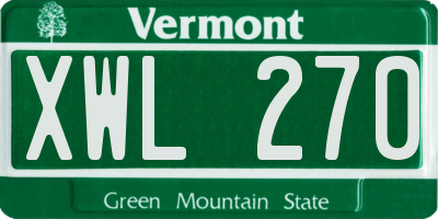 VT license plate XWL270