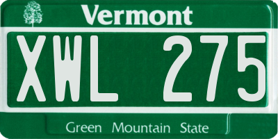 VT license plate XWL275