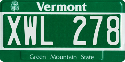 VT license plate XWL278