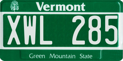 VT license plate XWL285