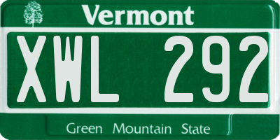 VT license plate XWL292