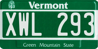 VT license plate XWL293