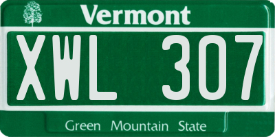 VT license plate XWL307