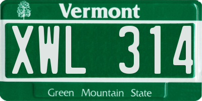 VT license plate XWL314