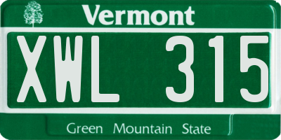 VT license plate XWL315