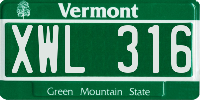 VT license plate XWL316