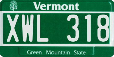 VT license plate XWL318