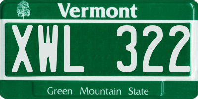 VT license plate XWL322
