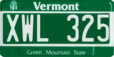 VT license plate XWL325