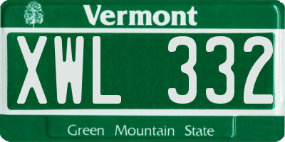VT license plate XWL332