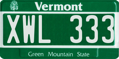VT license plate XWL333
