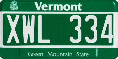 VT license plate XWL334