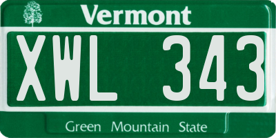 VT license plate XWL343