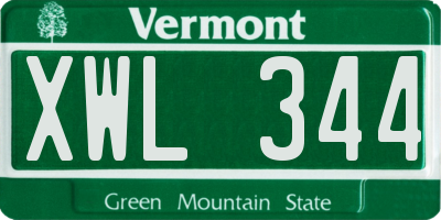 VT license plate XWL344
