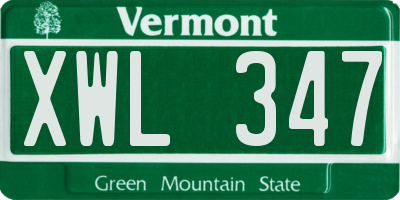 VT license plate XWL347
