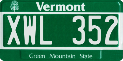 VT license plate XWL352