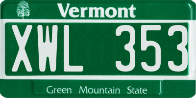 VT license plate XWL353