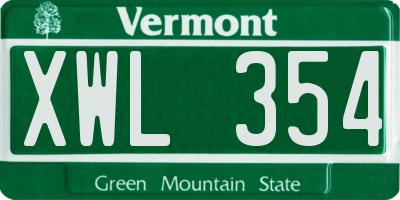 VT license plate XWL354