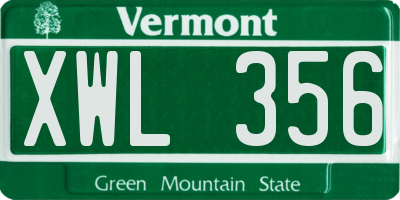 VT license plate XWL356