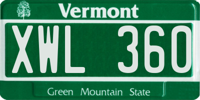 VT license plate XWL360