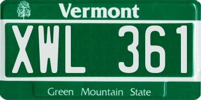 VT license plate XWL361
