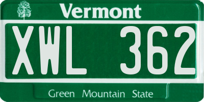 VT license plate XWL362