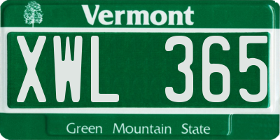 VT license plate XWL365