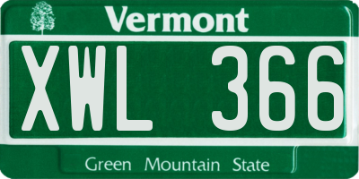VT license plate XWL366