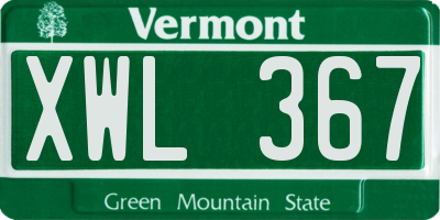 VT license plate XWL367