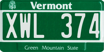 VT license plate XWL374