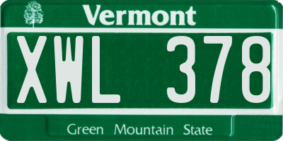 VT license plate XWL378