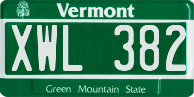 VT license plate XWL382