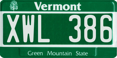 VT license plate XWL386