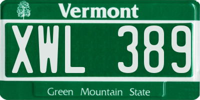 VT license plate XWL389