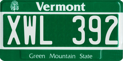 VT license plate XWL392
