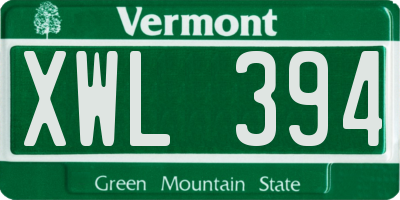 VT license plate XWL394