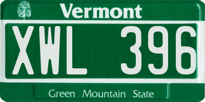 VT license plate XWL396