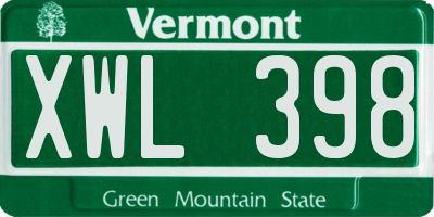 VT license plate XWL398