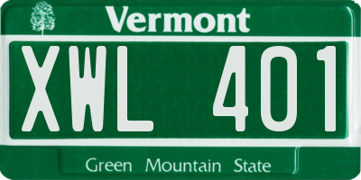 VT license plate XWL401