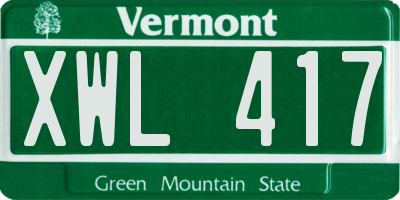 VT license plate XWL417