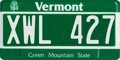 VT license plate XWL427