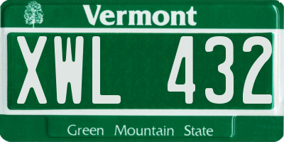 VT license plate XWL432