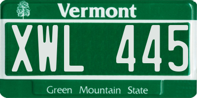 VT license plate XWL445