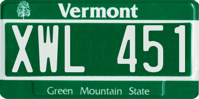 VT license plate XWL451