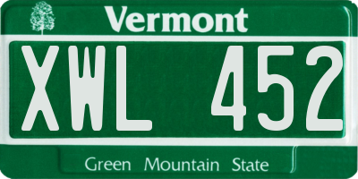 VT license plate XWL452
