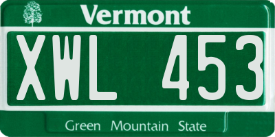 VT license plate XWL453