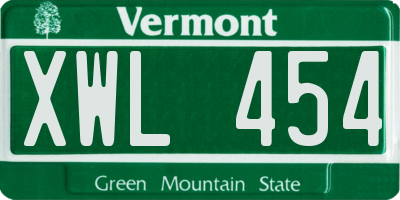 VT license plate XWL454