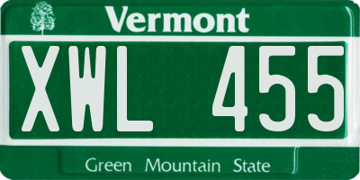 VT license plate XWL455