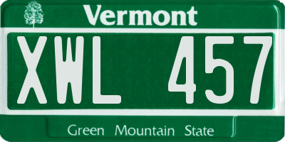 VT license plate XWL457
